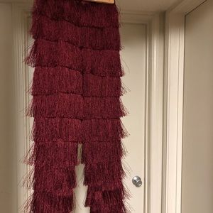 Burgundy Fringe Pants